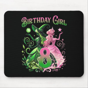 8th Birthday Witch Pink And Green 8 Years Old Birt Mouse Mat