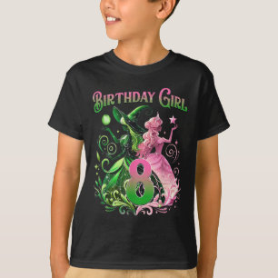 8th Birthday Witch Pink And Green 8 Years Old Birt T-Shirt