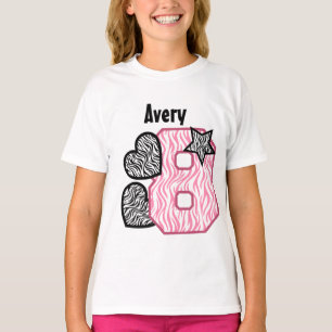 8th Birthday Zebra Hearts Eight Year Old 10GN T-Shirt