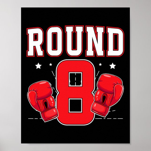 8th Boxing Birthday Party Eight Year Old Boxer Bir Poster (Front)