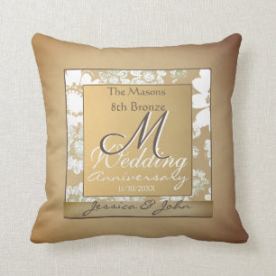8th Bronze Blush Wedding Anniversary Cushion