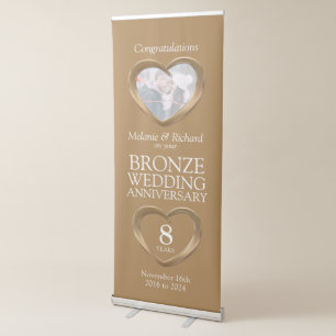 8th bronze wedding anniversary photo heart retractable banner