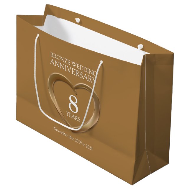 8th bronze wedding anniversary photo large gift bag (Front Angled)