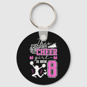 8th Cheer Birthday Party 8 Year Old Cheerleader Key Ring