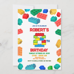 8th Construction Invitation, Building Blocks   Invitation