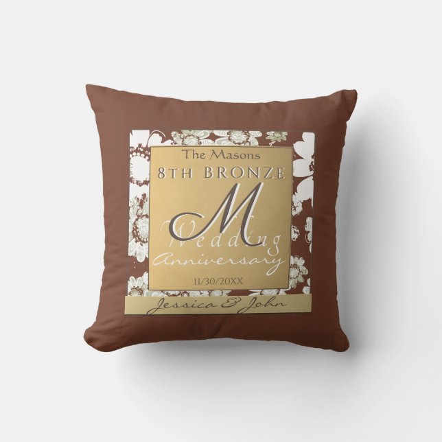 8th Dark Bronze Wedding Anniversary Cushion (Front)
