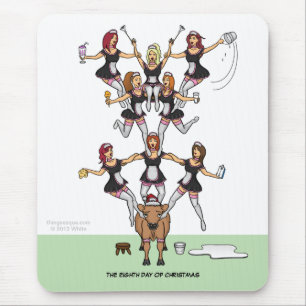 8th Day of Christmas (8 Maids a-Milking) Mousepad