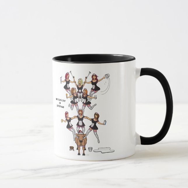 8th Day of Christmas (Eight Maids a-Milking) Mug (Right)