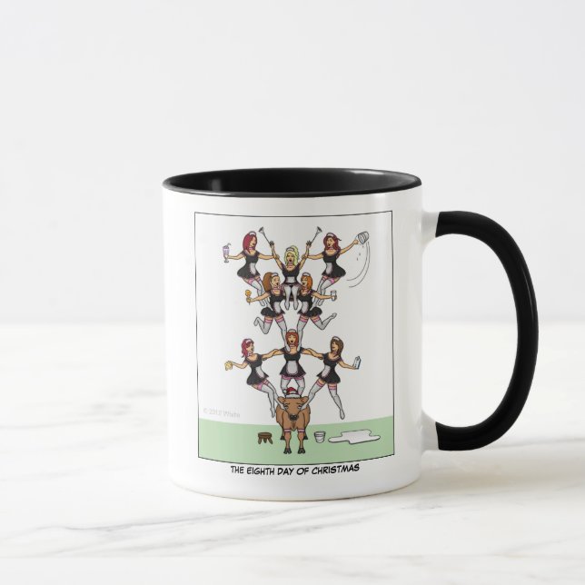 8th Day of Christmas (Eight Maids a-Milking) Mug (Right)