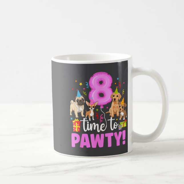 8th Dog Birthday Party Eight Year Old Puppy Birthd Coffee Mug (Right)