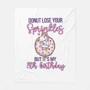 8th Doughnut Birthday Party Unicorn Eight Year Old Fleece Blanket