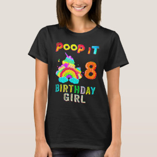 8th Fidget Pop It Birthday Girl Party Eight 8 Year T-Shirt