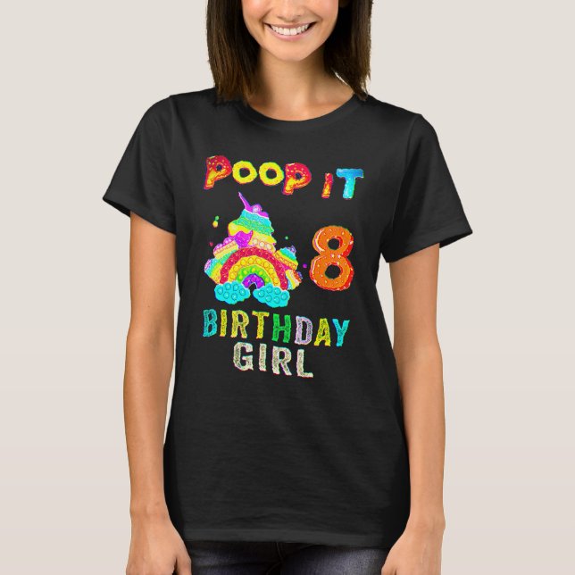 8th Fidget Pop It Birthday Girl Party Eight 8 Year T-Shirt (Front)