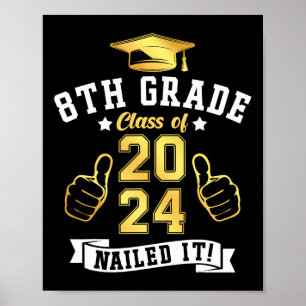 8th Grade Cl Of 2024 Nailed It Graduation  Poster