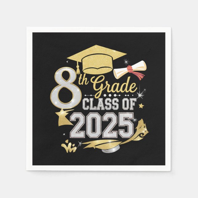 8th Grade Class Of 2025 Graduate Graduation Napkin (Front)
