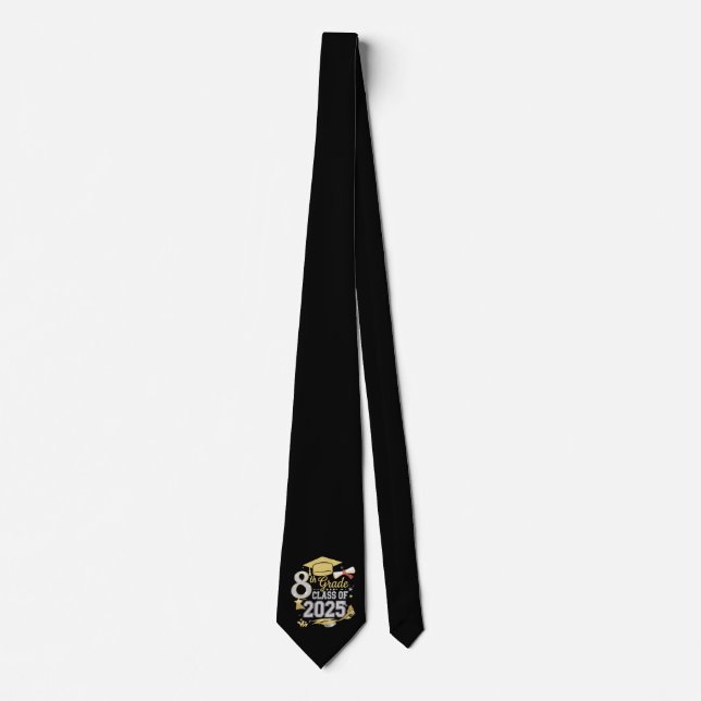 8th Grade Class Of 2025 Graduate Graduation Tie (Front)