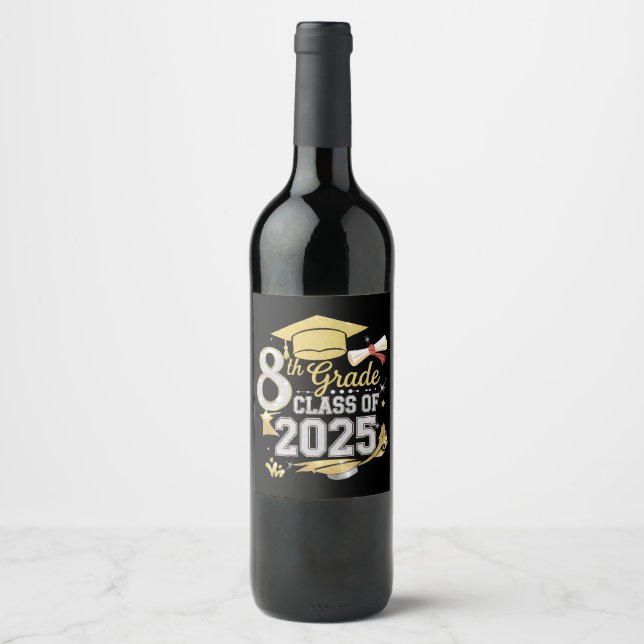 8th Grade Class Of 2025 Graduate Graduation Wine Label (Front)