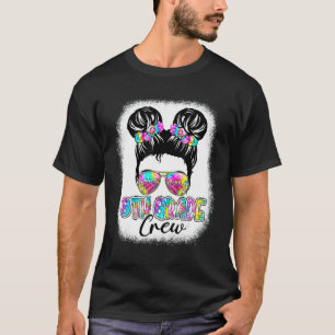 8th Grade Crew Messy Bun Girl Tie Dye Back To Scho T-Shirt