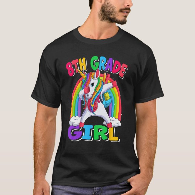 8th Grade Girl Dabbing Unicorn Back to School Kids T-Shirt (Front)