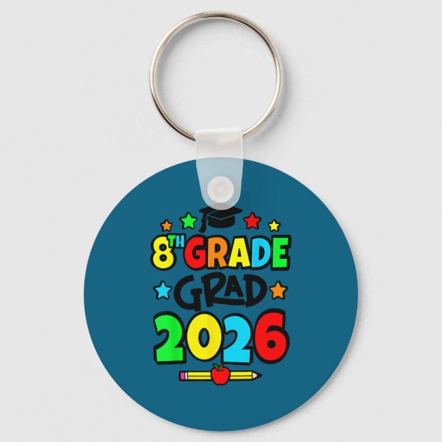 8th grade grad 2026 eighth grade graduation  key ring (Front)