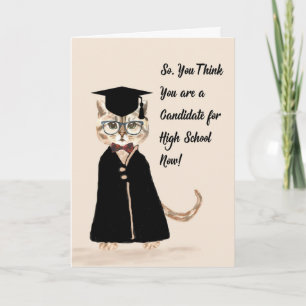 8th Grade Graduation Card, Cat, Grad Gown, Cap Card