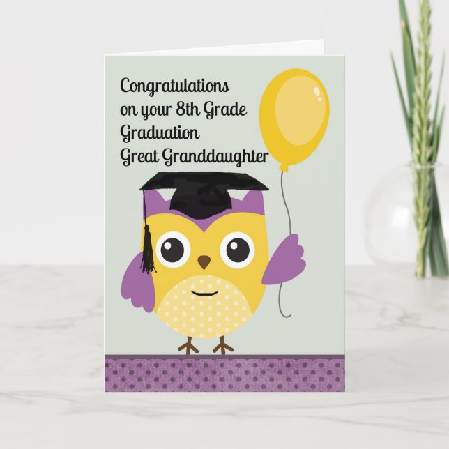 8th Grade Graduation Card for Great Granddaughter (Front)