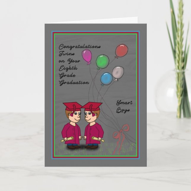 8th Grade Graduation for Twin Boys Card (Front)