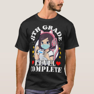 8th Grade Graduation Girl Loves Anime Gaming Face  T-Shirt