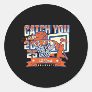 8th Grade Graduation Sketll Team Cl Of 2025 Funny Classic Round Sticker