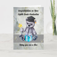 8th Grade Graduation with Stuffed Bear Wearing Cap