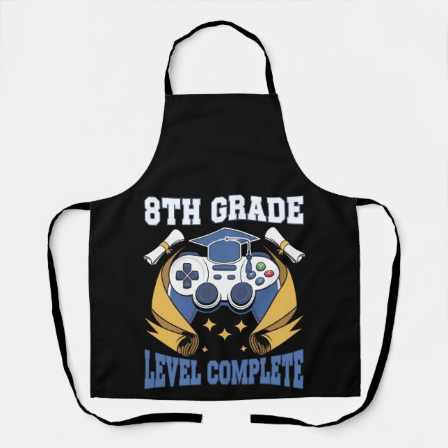 8th Grade Level Complete Gaming Gamer Graduation Apron (Front)