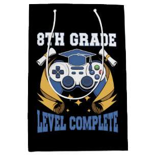 8th Grade Level Complete Gaming Gamer Graduation Medium Gift Bag