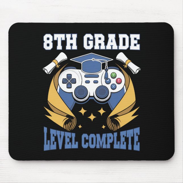 8th Grade Level Complete Gaming Gamer Graduation Mouse Mat (Front)