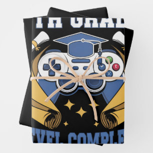 8th Grade Level Complete Gaming Gamer Graduation Wrapping Paper Sheet