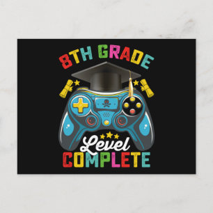 8th Grade Level Complete Graduation Gaming Gamer Postcard