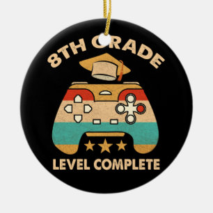 8th Grade Level Complete Video Gamer Gaming Ceramic Tree Decoration