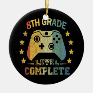 8th Grade Level Complete Video Games Funny Ceramic Tree Decoration