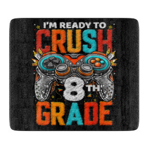 8th Grade Level Unlocked Game On Back To School Cutting Board