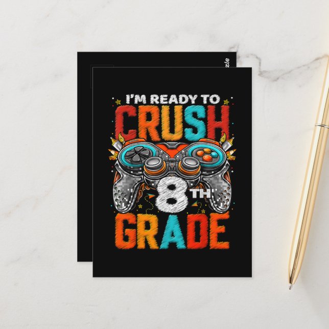 8th Grade Level Unlocked Game On Back To School  Postcard (Front/Back In Situ)