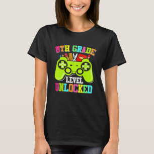 8th Grade Level Unlocked Gamer Back To School Stu T-Shirt