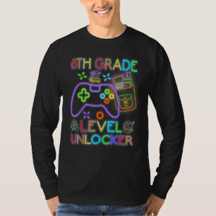 8th Grade Level Unlocked Neon Video Gamer Back to T-Shirt