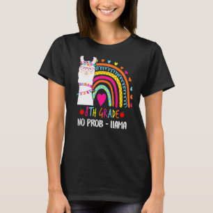 8th Grade No Prob Llama Teacher Rainbow Back To Sc T-Shirt