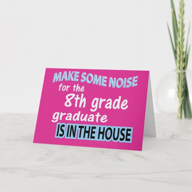 8th Grade School Graduate Pink Congratulations Card (Front)