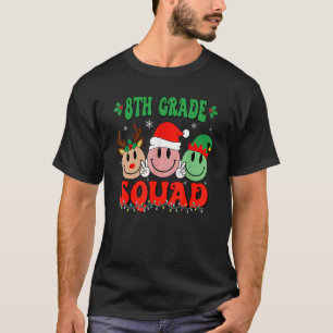 8th Grade Squad Retro Groovy Christmas Teacher Lif T-Shirt