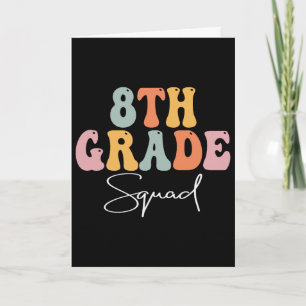 8th Grade Squad Retro Groovy Women Happy First Day Card