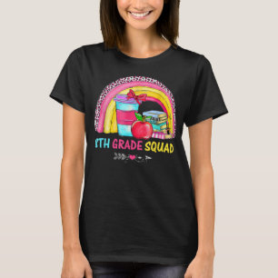8th Grade Squad Teacher Leopard Rainbow Back To Sc T-Shirt