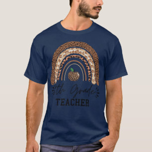 8th grade teacher boho leopard rainbow funny Thank T-Shirt
