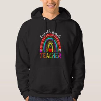 8th Grade Teacher Rainbow Leopard  Back To School Hoodie