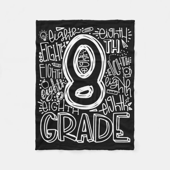 8th Grade Typography Team Eighth Grade Back To Sch Fleece Blanket (Front)