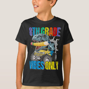 8th Grade Vibes Only Monster Truck Dinosaur Boys T-Shirt